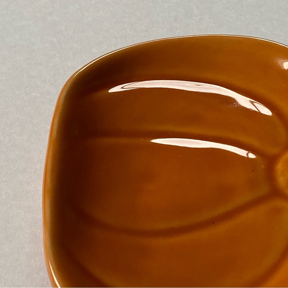 Pumpkin Trinket Dish Small Plate Thanksgiving Ceramic Fall Autumn Orange MINT - Picture 11 of 13